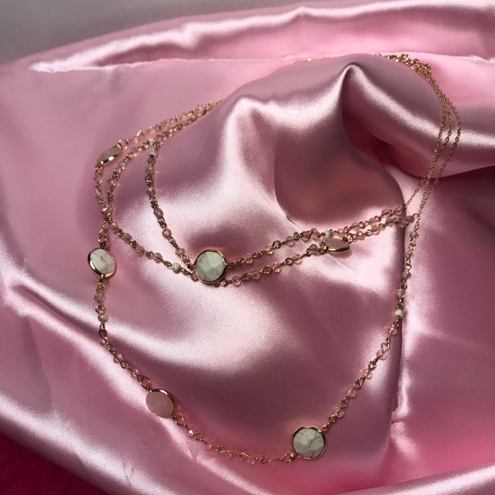 Multi Chain Cascading Layered Necklace Pink - 10”